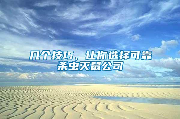 幾個(gè)技巧，讓你選擇可靠殺蟲滅鼠公司