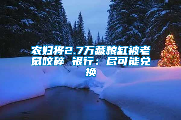 農(nóng)婦將2.7萬(wàn)藏糧缸被老鼠咬碎 銀行：盡可能兌換
